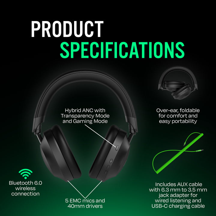 The Next Sound by Tiesto Over-Ear Wireless Noise Cancelling Headphones(Open Box)