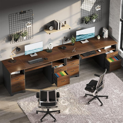 Bestier 59" Computer Desk w/4 Drawers, Industrial Office Desk, Cherry (Open Box)