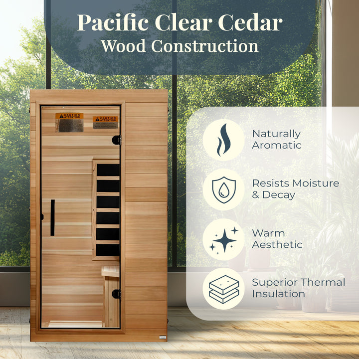Dynamic Saunas Elite 1 Person Compact Ultra Low EMF FAR Infrared Home Sauna - VMInnovations