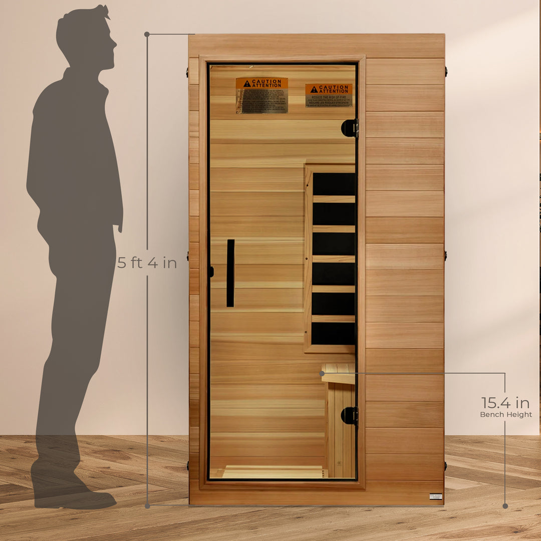 Dynamic Saunas Elite 1 Person Compact Ultra Low EMF FAR Infrared Home Sauna - VMInnovations