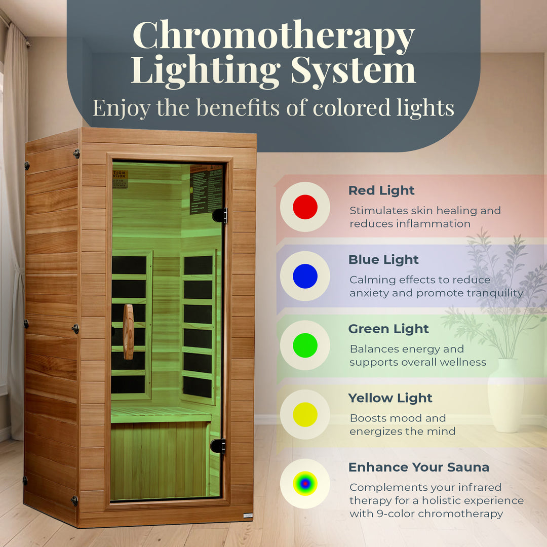Dynamic Saunas Elite 1 Person Compact Ultra Low EMF FAR Infrared Home Sauna - VMInnovations