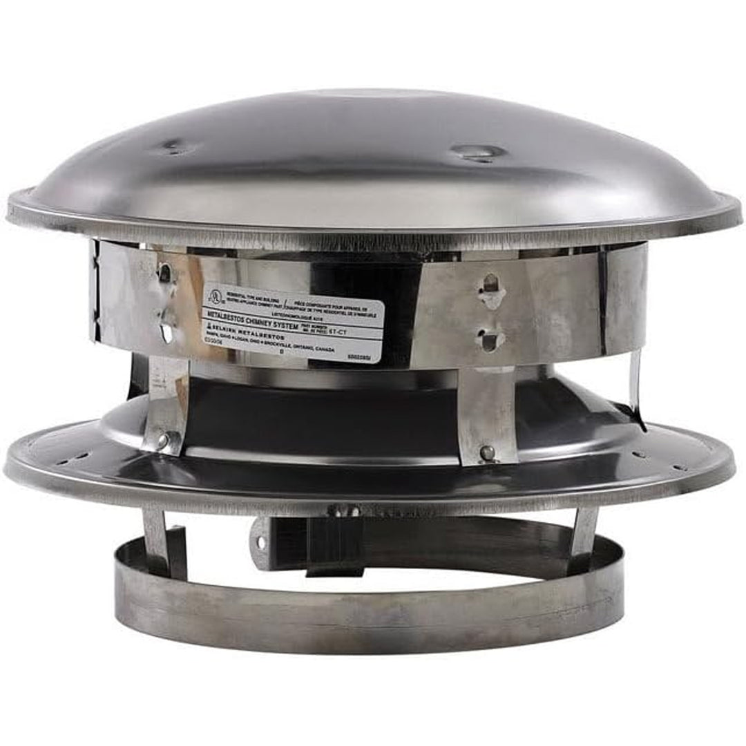 Selkirk 6 Inch SureTemp Chimney Round Top Stainless Steel Cap Silver, 206800
