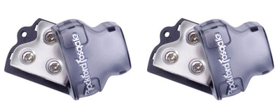 2) ROCKFORD FOSGATE RFD1 0/1/4-Gauge Ga Car Audio Distribution Block 1-In 2-Out