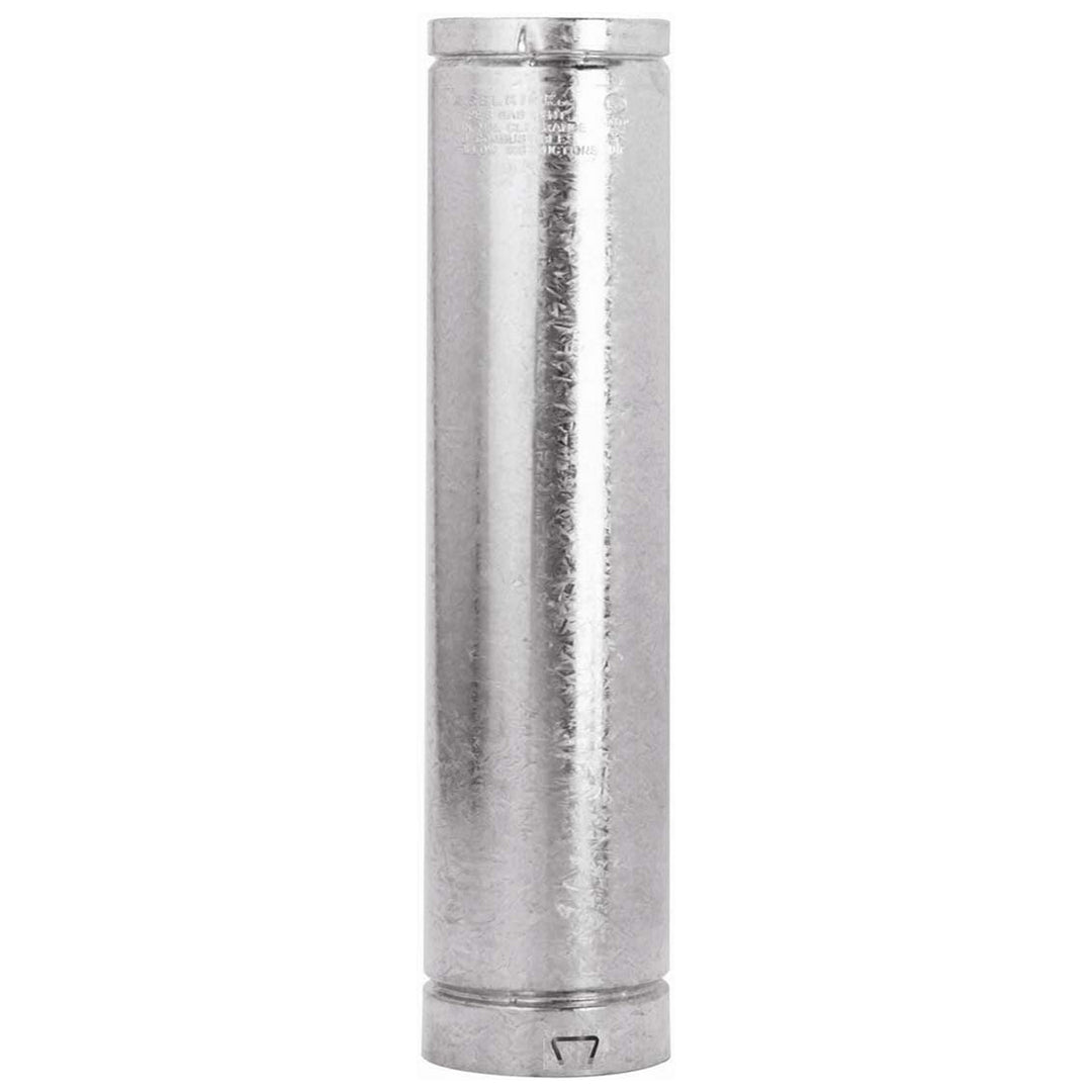 Selkirk 4" Diameter Round Type B Gas Chimney Vent Pipe 24" Length Silver, 104024