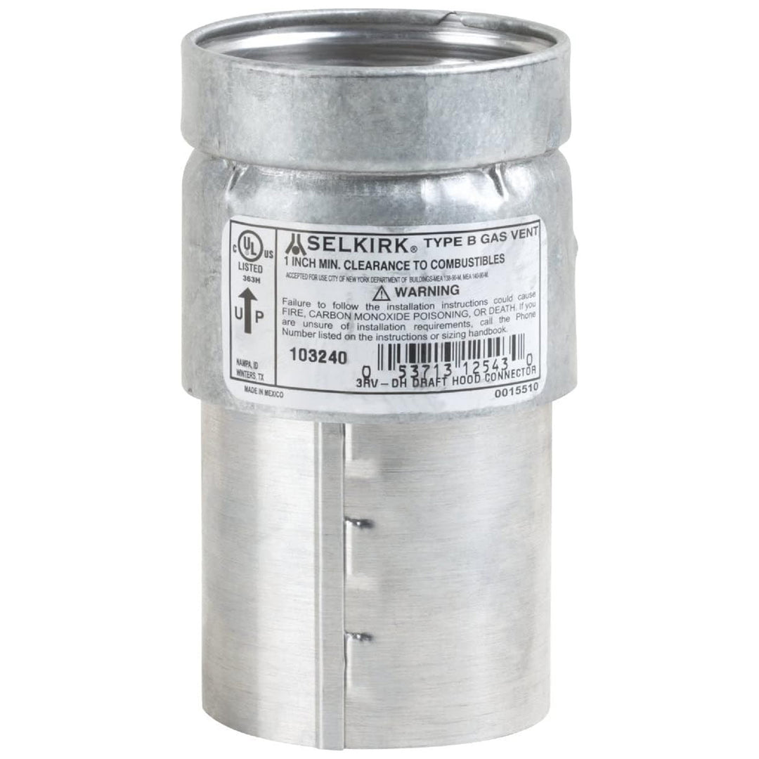 Selkirk 4" Diameter Draft Hood Connector, Aluminum Type B Gas Vent, 104240 - VMInnovations