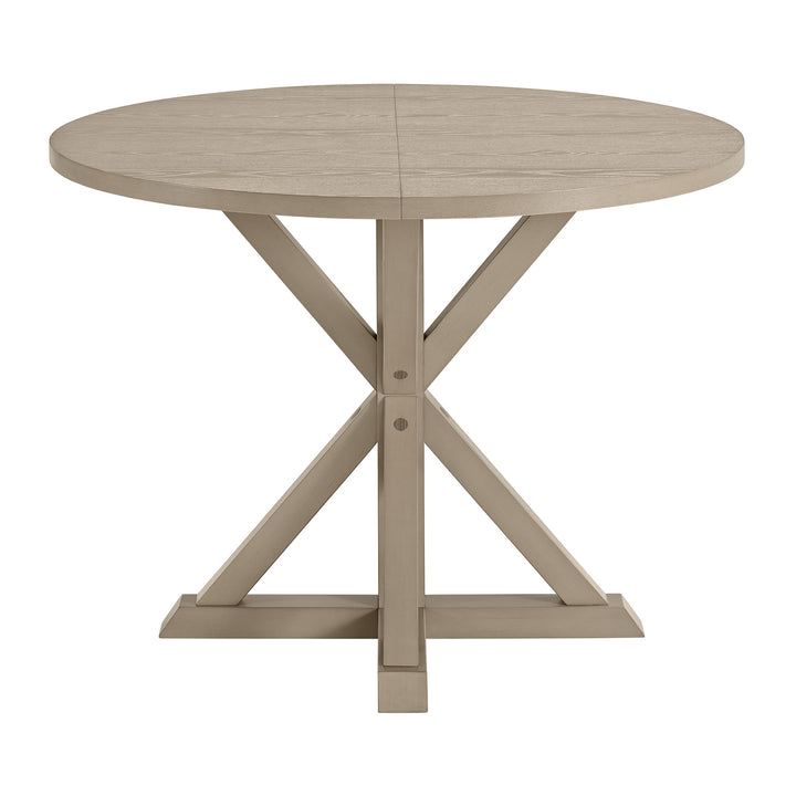 ROME + OAK Spier 40" Modern Farmhouse Pedestal Dining Table, Rustic Beige