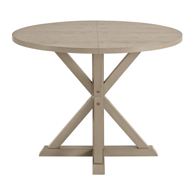 ROME + OAK Spier 40" Modern Farmhouse Pedestal Table, Rustic Beige (Open Box)
