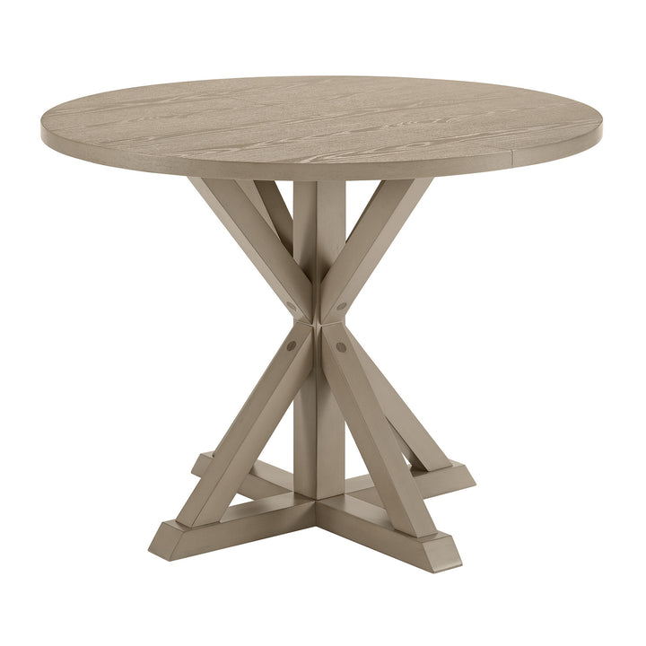 ROME + OAK Spier 40" Modern Farmhouse Pedestal Dining Table, Rustic Beige