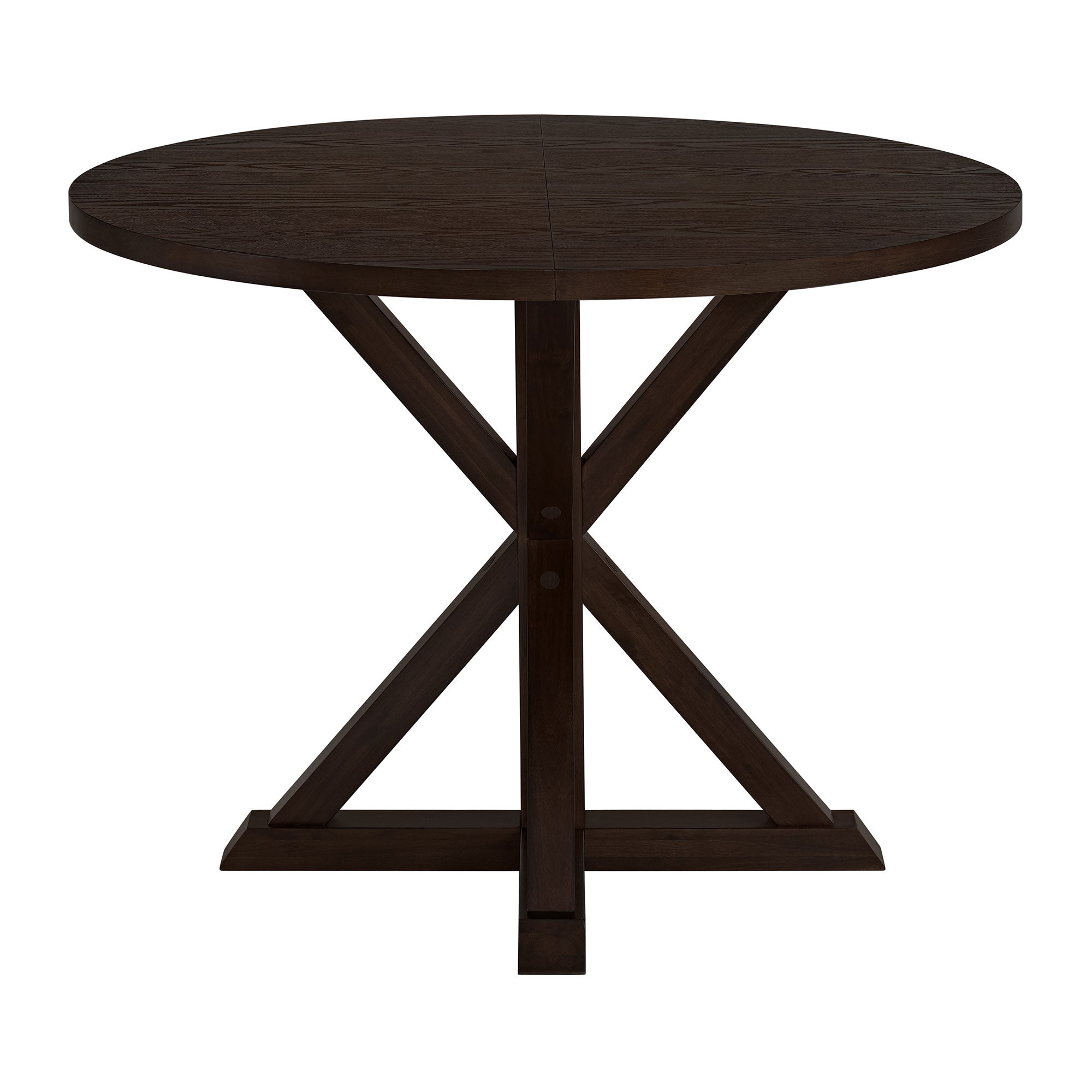 ROME + OAK Farmhouse Dining Set with 40" Round Table and 4 Chairs, Dark Brown