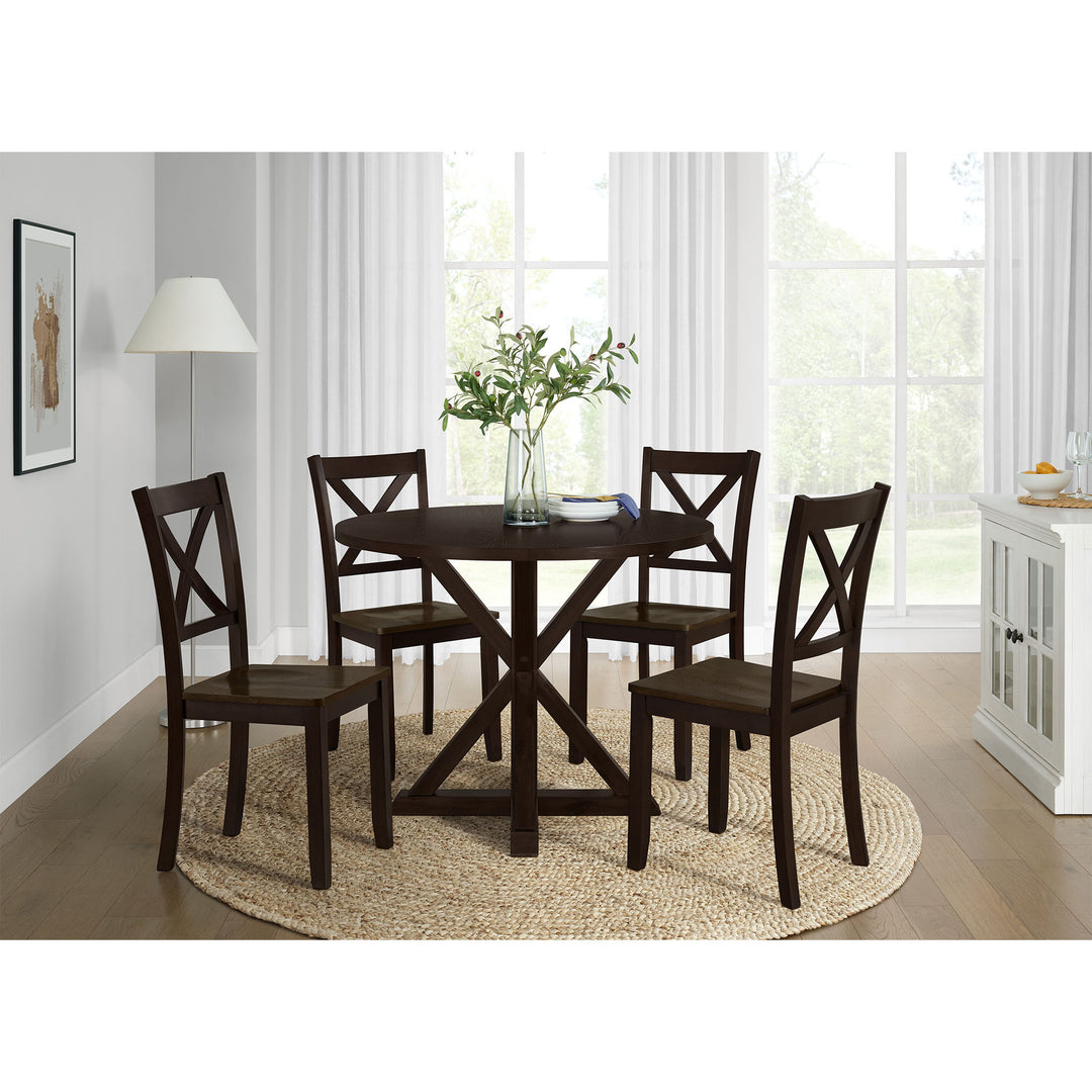 ROME + OAK Spier 40" Modern Farmhouse Pedestal Round Dining Table, Dark Brown