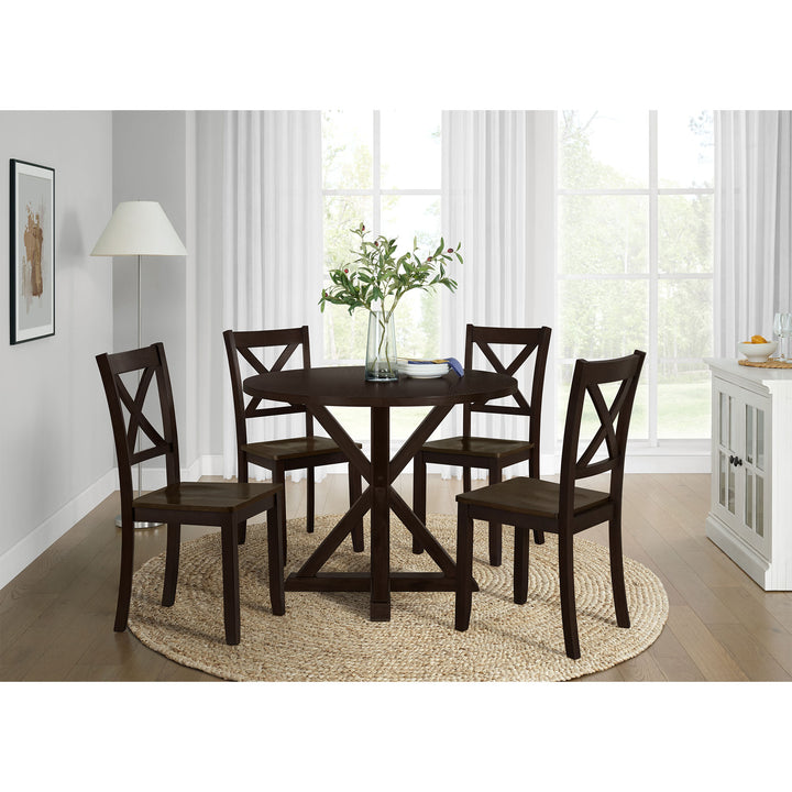 ROME + OAK Spier 40" Modern Farmhouse Pedestal Round Dining Table, Dark Brown