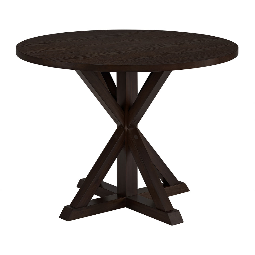 ROME + OAK Spier 40" Modern Farmhouse Pedestal Round Dining Table, Dark Brown