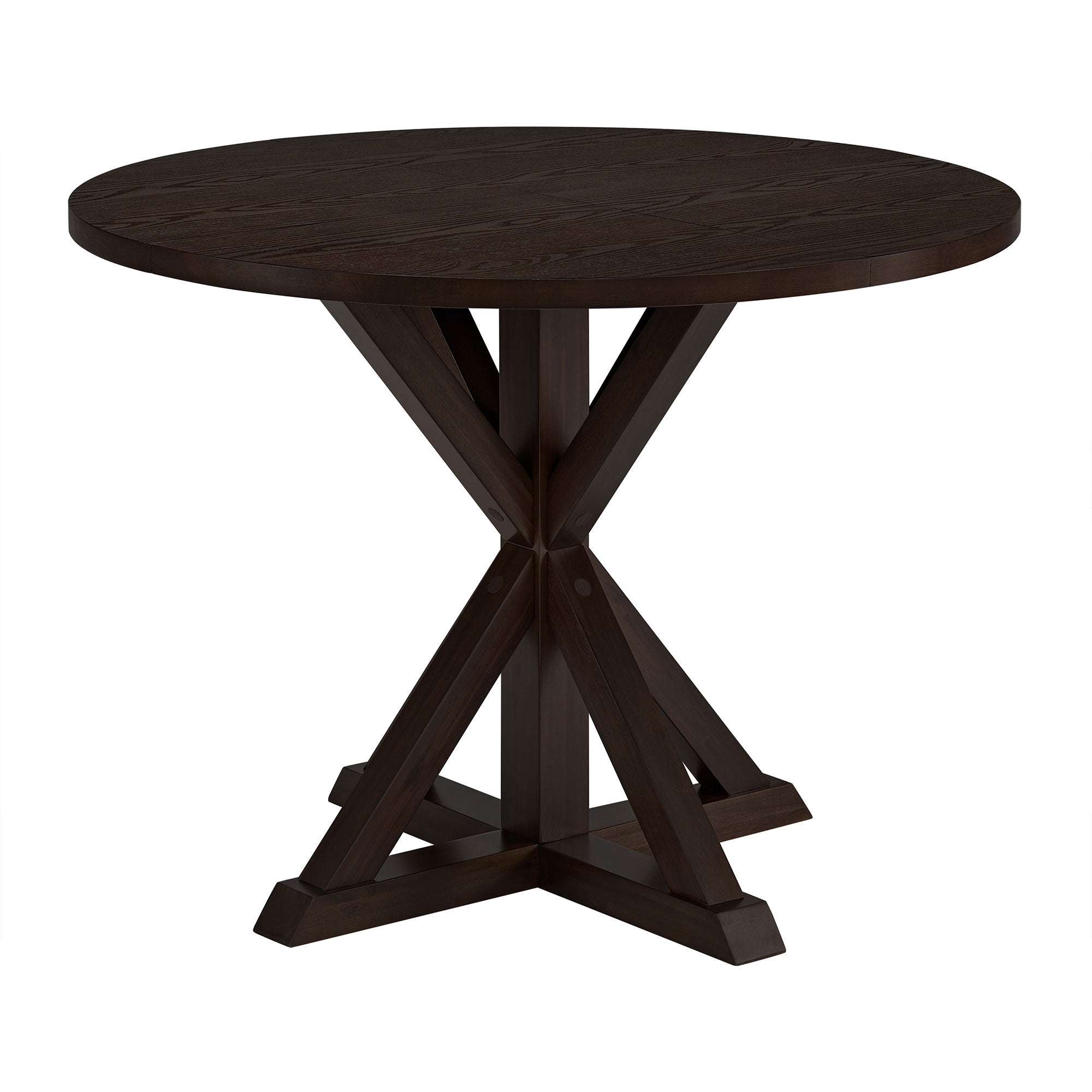 ROME + OAK Farmhouse Dining Set with 40" Round Table and 4 Chairs, Dark Brown