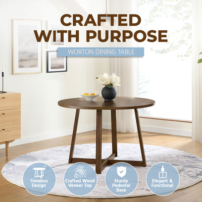 ROME + OAK Dining Set with 4 Remy Chairs & Worton 45" Round Table, Weathered Oak - VMInnovations