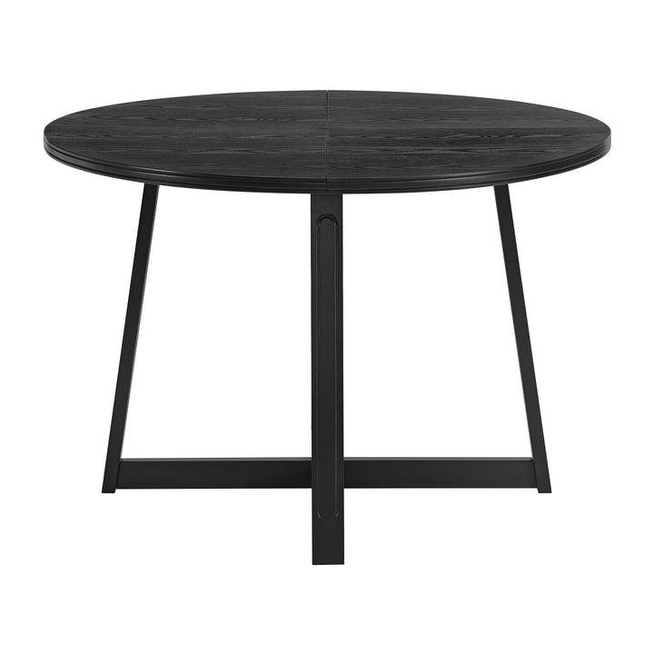 ROME + OAK Worton 45" Modern Farmhouse Round Dining Table, Wood Furniture, Black