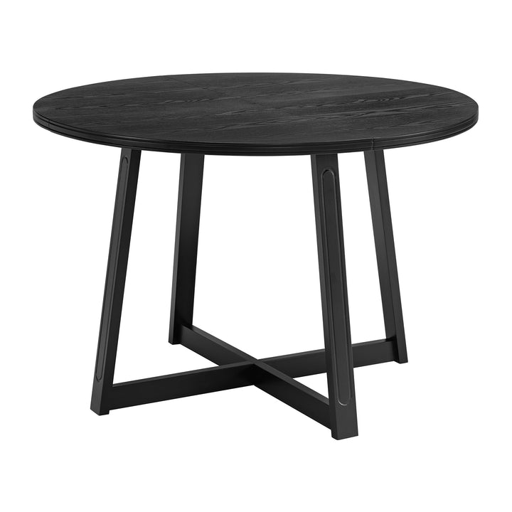 ROME + OAK Worton 45" Modern Farmhouse Round Dining Table, Wood Furniture, Black
