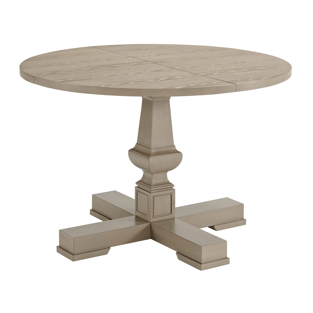 ROME + OAK Rumson 44" Modern Farmhouse Pedestal Dining Table, Rustic Beige