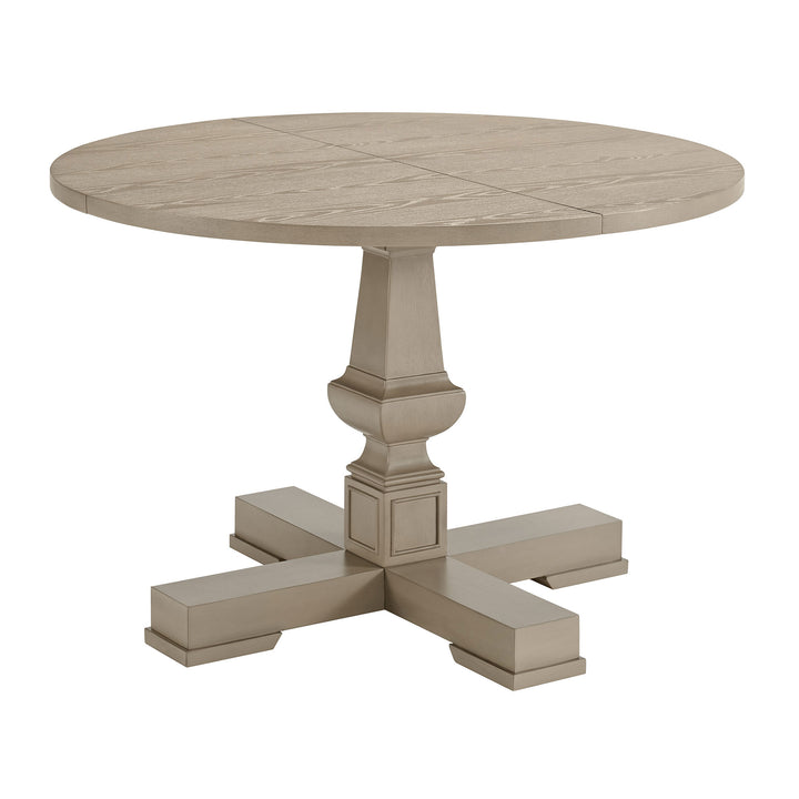 ROME + OAK Rumson 44" Modern Farmhouse Pedestal Dining Table, Rustic Beige
