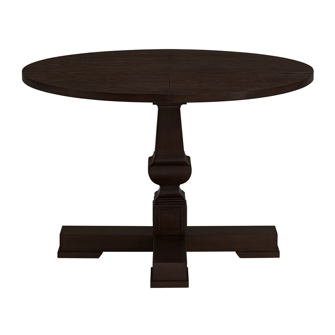 ROME + OAK Rumson 44" Modern Farmhouse Pedestal Dining Table, Dark Brown