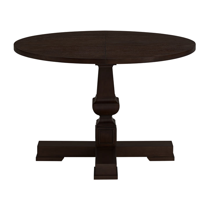 ROME + OAK Rumson 44" Modern Farmhouse Pedestal Dining Table, Dark Brown