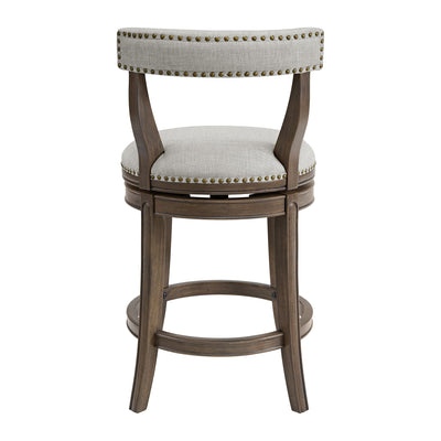 ROME + OAK Ruxban 26" Swivel Counter Stool, Weathered Oak, Sand Fabric, Set of 3