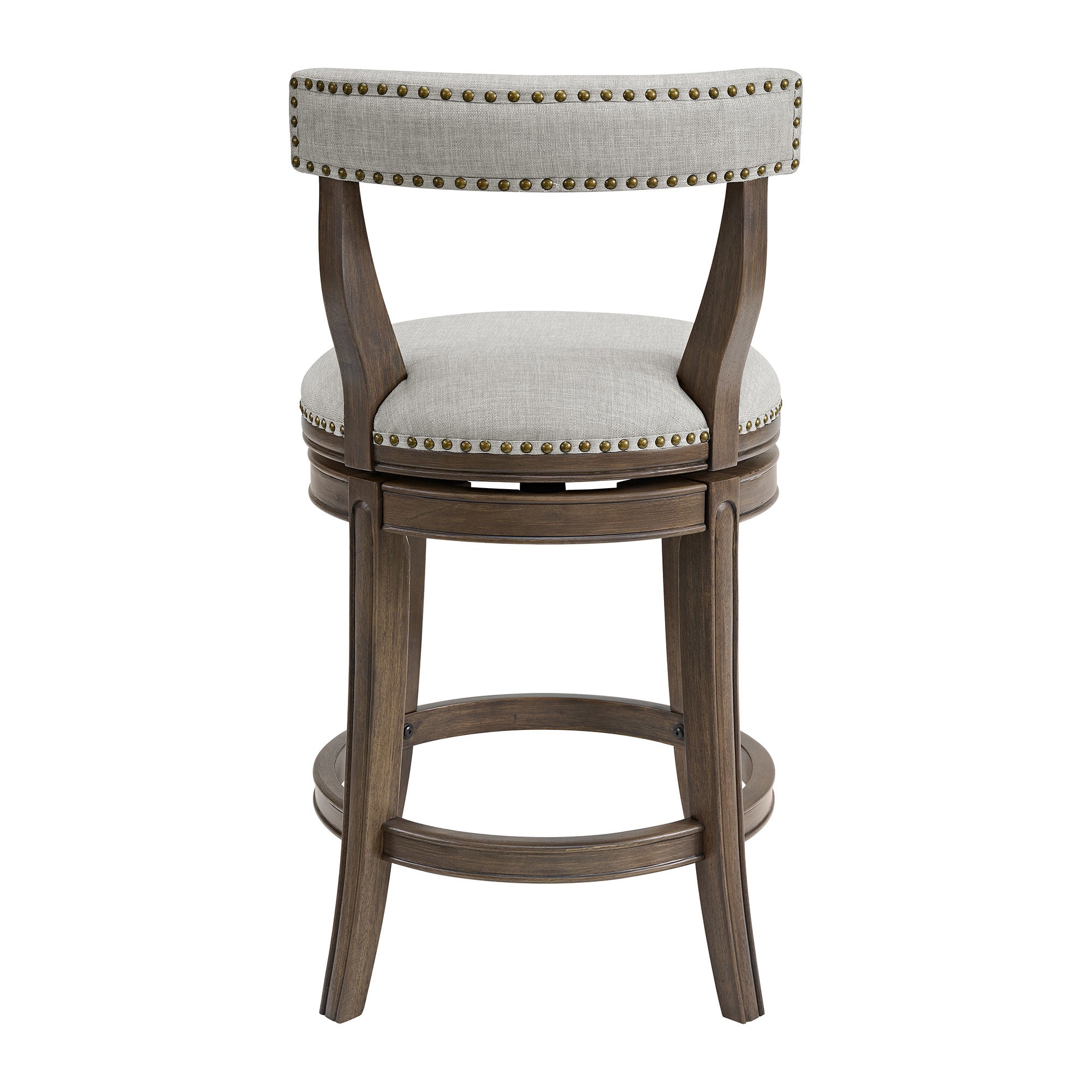 ROME + OAK Ruxban 26" Swivel Counter Stool, Weathered Oak, Sand Fabric, Set of 2