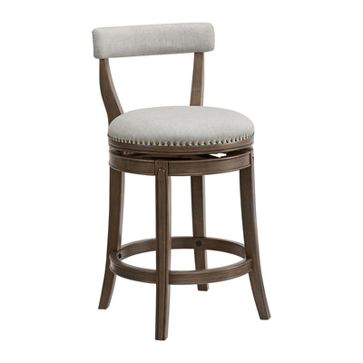 ROME + OAK Ruxban 26" Swivel Counter Stool, Weathered Oak, Sand Fabric Seat - VMInnovations