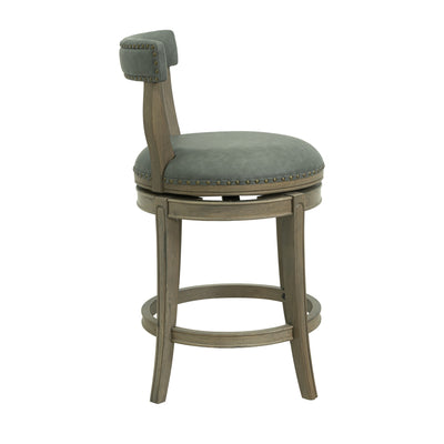 ROME + OAK Ruxban 26" Swivel Counter Stool, Oak, Stone Vegan Leather, Set of 4