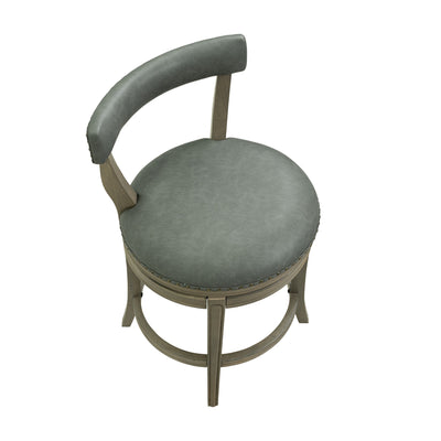 ROME + OAK Ruxban 26" Swivel Counter Stool, Oak, Stone Vegan Leather, Set of 2