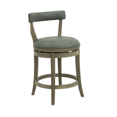 ROME + OAK Ruxban 26" Swivel Counter Stool, Oak, Stone Vegan Leather, Set of 4