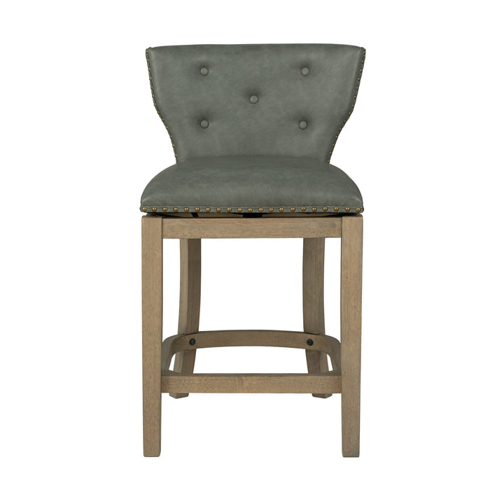 ROME + OAK Carlynd 26" Swivel Counter Stool, Reclaimed Oak, Stone Vegan Leather - VMInnovations