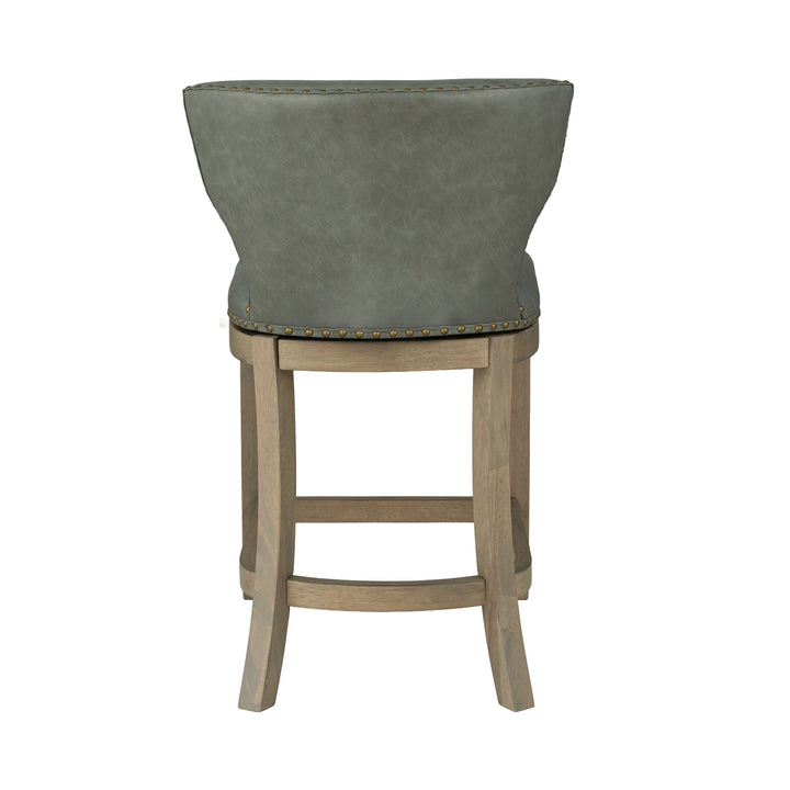 ROME + OAK Carlynd 26" Swivel Counter Stool, Reclaimed Oak, Stone Vegan Leather - VMInnovations