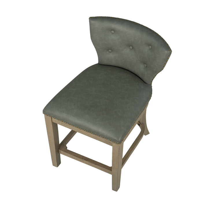 ROME + OAK Carlynd 26" Swivel Counter Stool, Reclaimed Oak, Stone Vegan Leather - VMInnovations