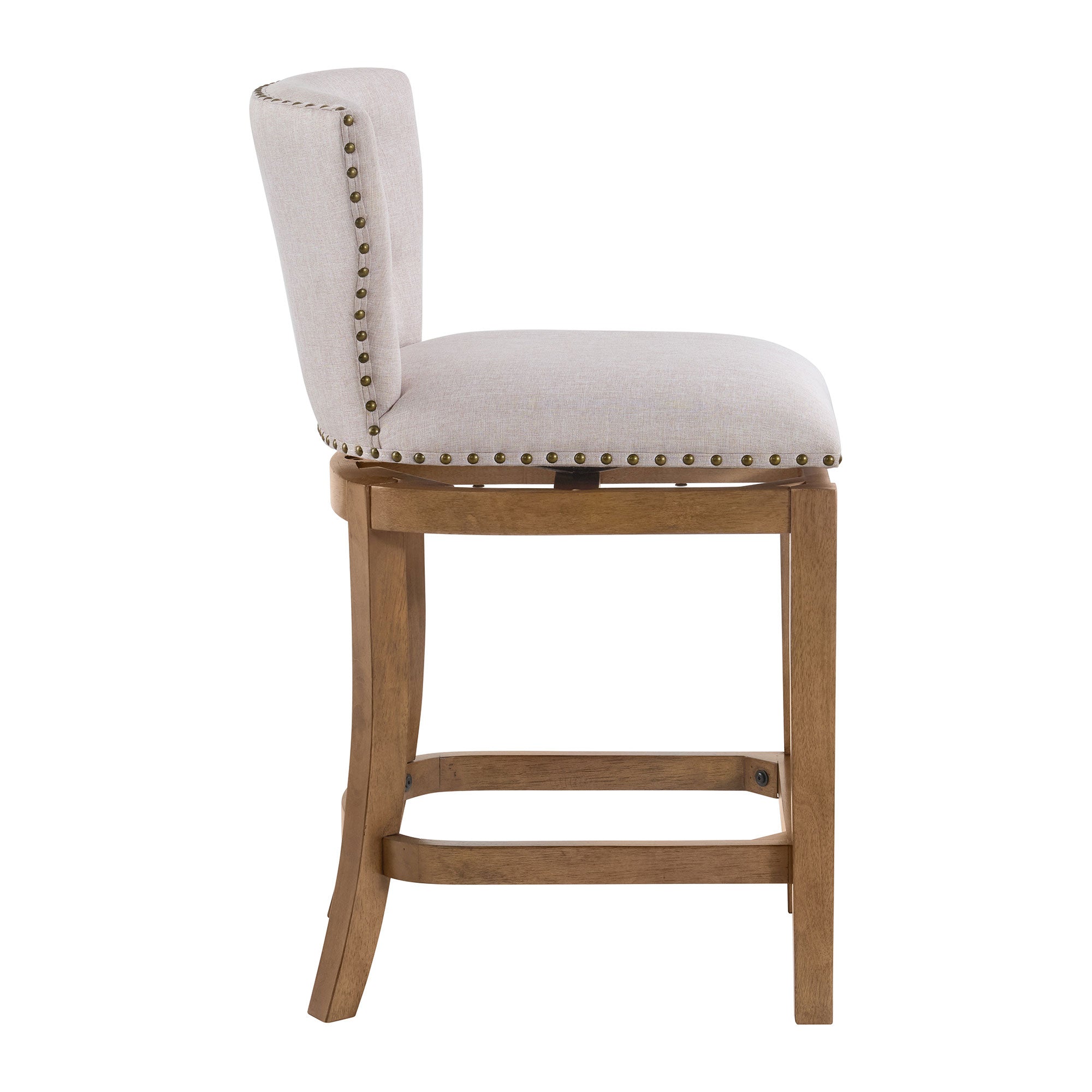 ROME + OAK Carlynd 26" Swivel Counter Stool, Weathered Oak, Sand Fabric,Set of 4
