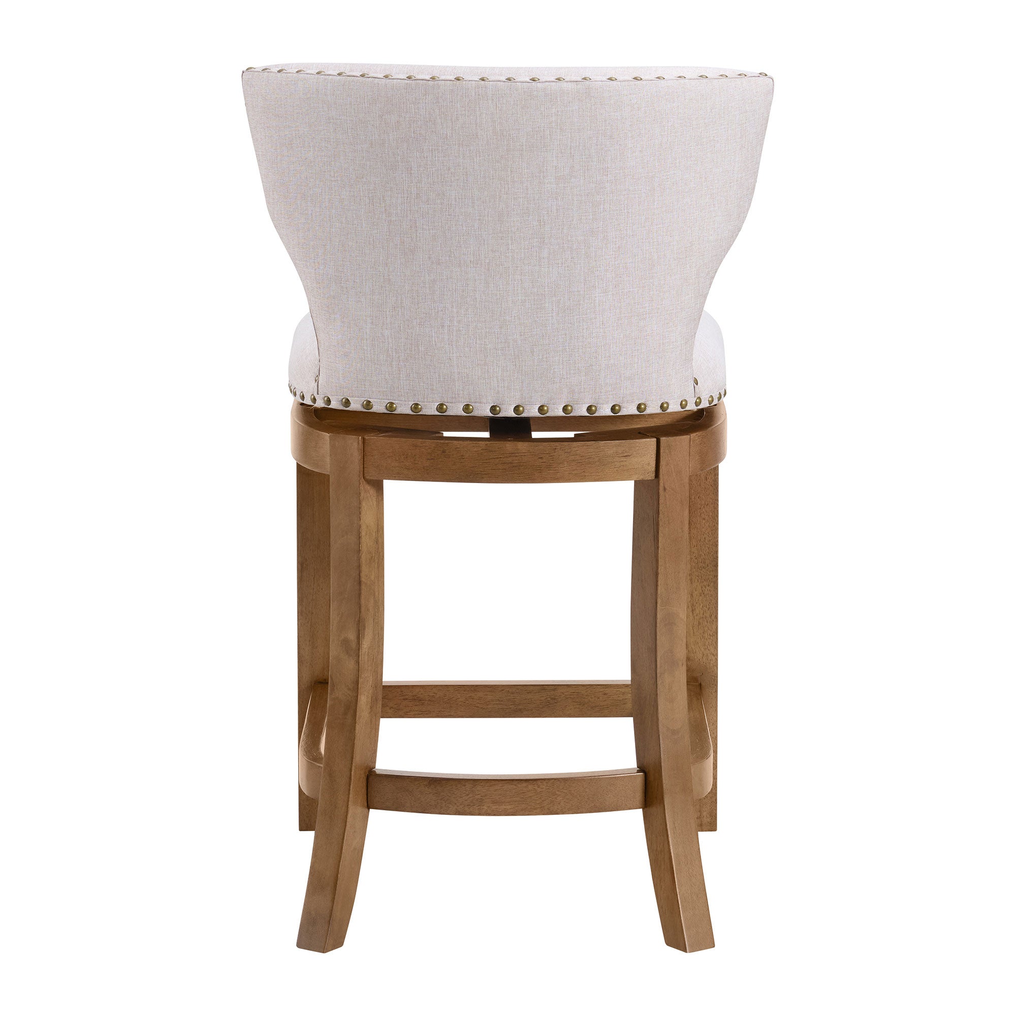 ROME + OAK Carlynd 26" Swivel Counter Stool, Weathered Oak, Sand Fabric,Set of 4