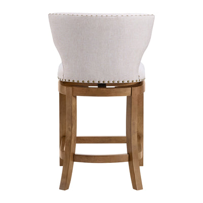 ROME + OAK Carlynd 26" Swivel Counter Stool, Weathered Oak, Sand Fabric,Set of 4