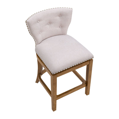ROME + OAK Carlynd 26" Swivel Counter Stool, Weathered Oak, Sand Fabric,Set of 4