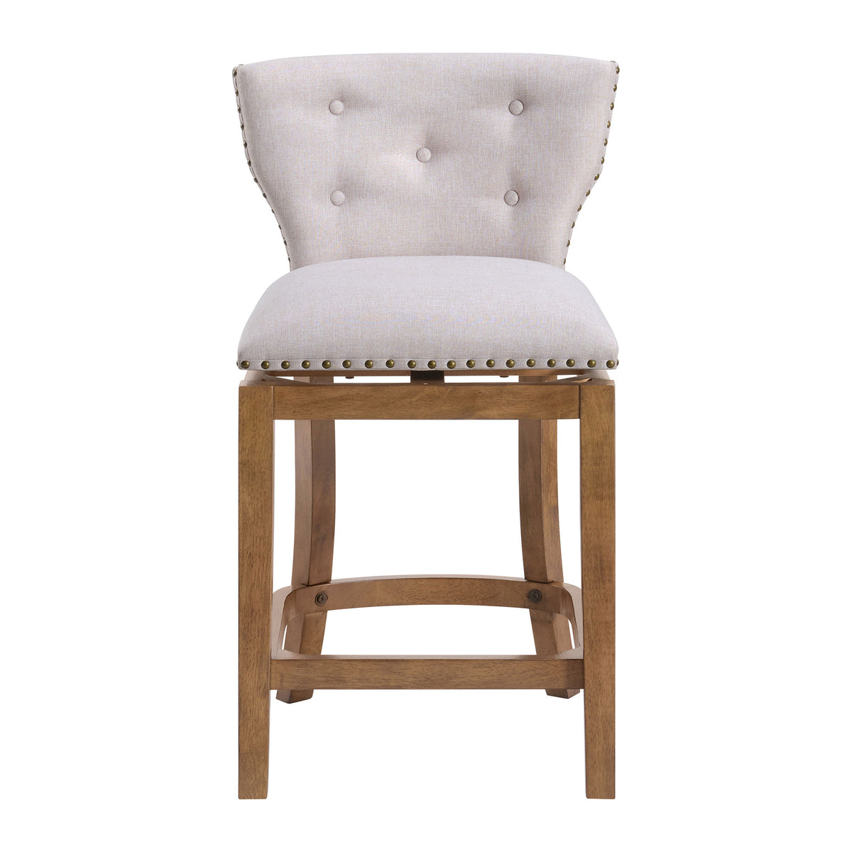 ROME + OAK Carlynd 26" Swivel Counter Stool, Weathered Oak, Sand Fabric,Set of 3