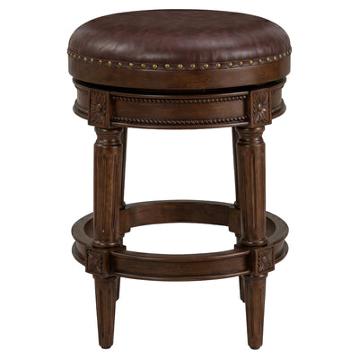 ROME + OAK Runyan 26" Swivel Counter Stool, Walnut, Brown Vegan Leather,Set of 3