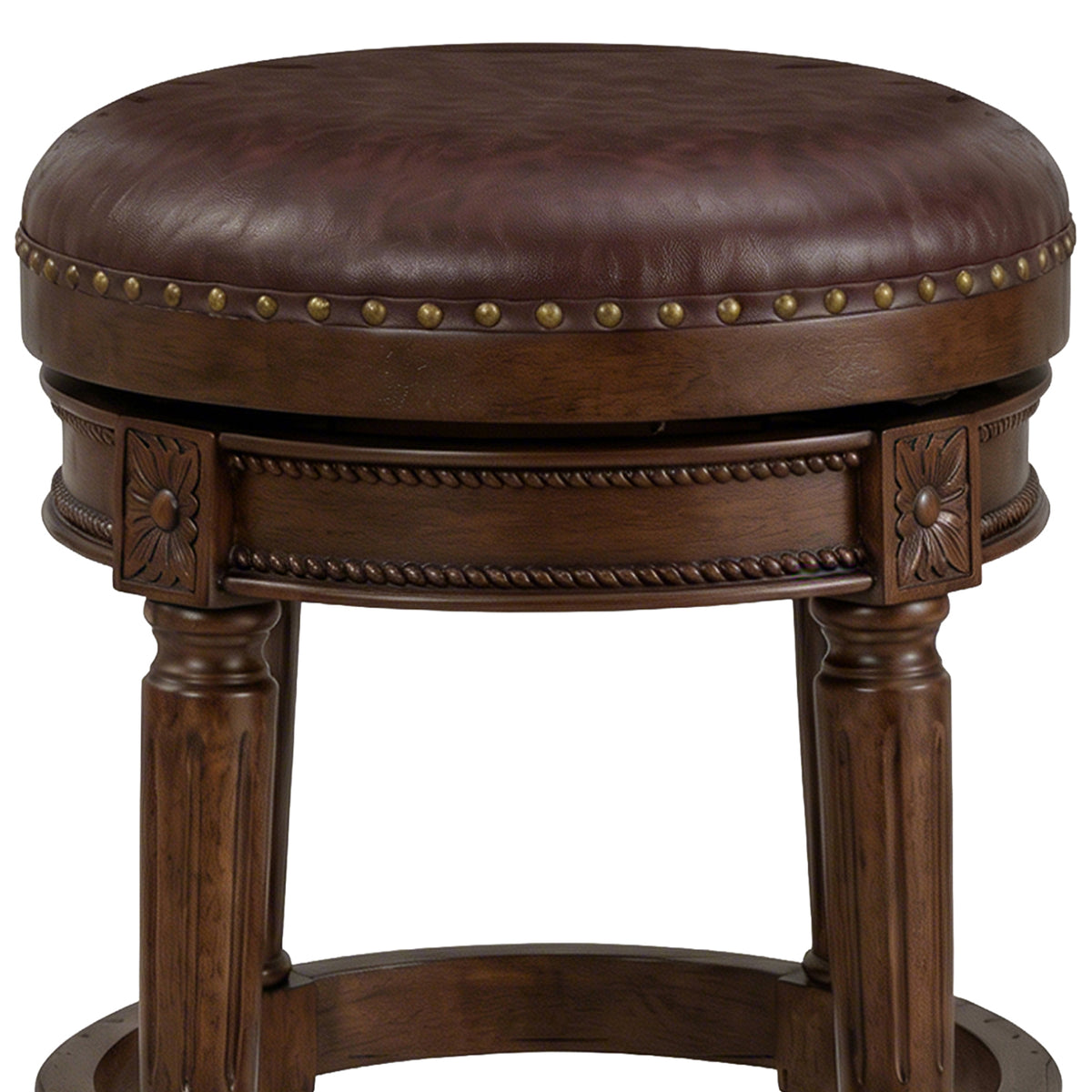 ROME + OAK Runyan Backless Swivel Counter Stoolt, Brown Vegan Leather (Open Box)