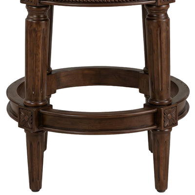 ROME + OAK Runyan 26" Swivel Counter Stool, Walnut, Brown Vegan Leather,Set of 3