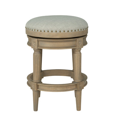 ROME + OAK Runyan 26" Swivel Counter Stool, Reclaimed Oak, Grey Fabric, Set of 4