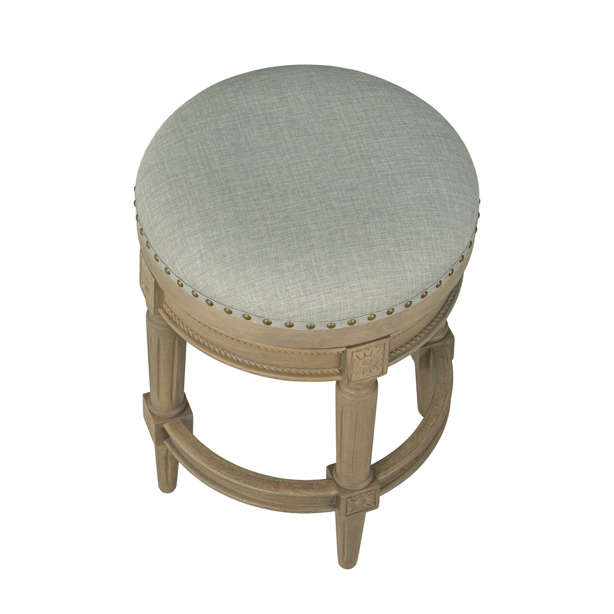ROME + OAK Runyan 26" Swivel Counter Stool, Reclaimed Oak, Grey Fabric, Set of 4