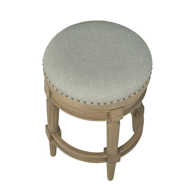 ROME + OAK Runyan 26" Swivel Counter Stool, Reclaimed Oak, Grey Fabric, Set of 4