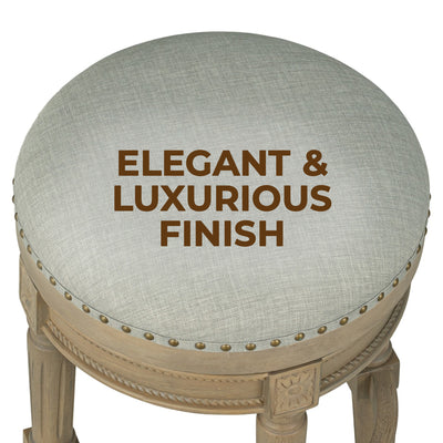 ROME + OAK Runyan 26" Swivel Counter Stool, Reclaimed Oak, Grey Fabric, Set of 4