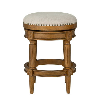 ROME + OAK Runyan 26" Swivel Counter Stool, Weathered Oak, Sand Fabric, Set of 4