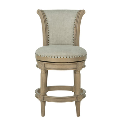 ROME + OAK Runyan 26" Swivel Counter Stool, Reclaimed Oak, Grey Fabric, Set of 4 - VMInnovations