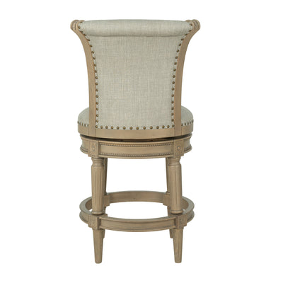ROME + OAK Runyan 26" Swivel Counter Stool, Reclaimed Oak, Grey Fabric, Set of 2