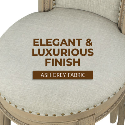 ROME + OAK Runyan 26" Swivel Counter Stool, Reclaimed Oak, Ash Grey Fabric - VMInnovations