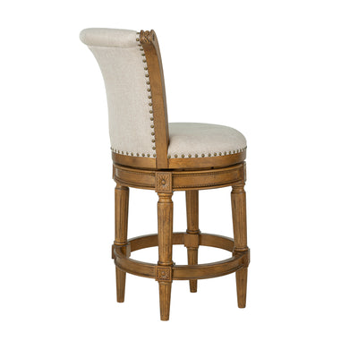 ROME + OAK Runyan 26" Swivel Counter Stool, Weathered Oak, Sand Fabric, Set of 2